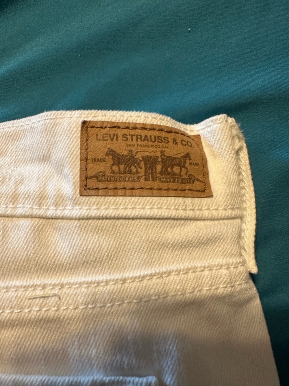 Levi's White Denim Shorts 515™ Short with Paisley Label Detail